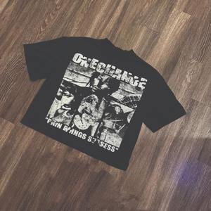 เสื้อยืดคอกลมแขนสั้นทรงโอเวอร์ไซส์ผ้าฝ้ายลำลองสำหรับผู้ชาย พิมพ์ลาย DTG พร้อมโลโก้ ขายส่ง - Product Image 1