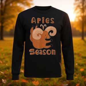 Camiseta de manga larga con dibujos animados del zodiaco de la temporada de Aries, unisex para adultos - Product Image 3