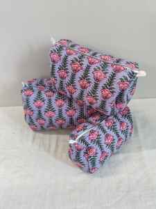 Set Of 3 Cotton Quilted Makeup <b>Bag</b> & Organizer Cotton <b>Toiletry</b> Case <b>Travel</b> <b>Bag</b> floral Print Makeup <b>Bag</b> <b>Toiletries</b> Organizer <b>Bag</b> - Product Image 4