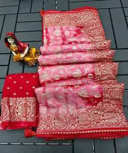 Saree inspiré de la soie avec un design en filet pour les femmes - Product Image 3