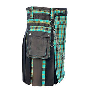 Tablier écossais pour homme en coton noir, style Wallace, avec poches cargo utilitaires hybrides, type kilt, 2026 - Product Image 4