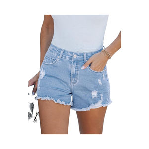 High Waist Denim Shorts <b>Women</b> Fashion Breathable <b>Jean</b> Super Distressed <b>Jean</b> Shorts Custom Stone Washed <b>Womens</b> High Casual Ripped - Product Image 1