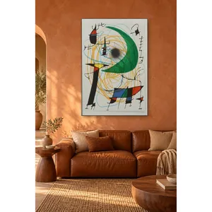Impression sur toile Fida Joan Miro : Croissant vert et figures colorées sur fond crème - Product Image 4