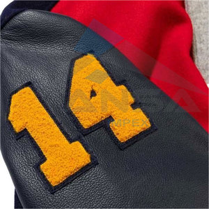 Wholesale Men's Canvas <b>Baseball</b> <b>Bomber</b> <b>Jacket</b> Patchwork Streetwear Coats with Stand Collar and Pocket Lettermen College Style - Product Image 3