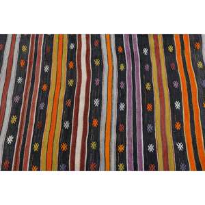 Alfombra turca Vintage naranja negra 28X89 pies Área grande Diseño de retazos étnicos clásicos Pasillo rectangular de látex de lana para habitaciones - Product Image 5