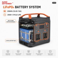 Station d'alimentation portable 300W 256Wh LiFePO4, générateur solaire, onduleur à onde sinusoïdale modifiée, double prises AC Type C pour le camping et les activités de plein air