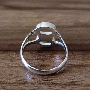 Bague fine en argent massif 925 véritable plaqué or 14k ovale 6x8mm avec monture semi-montée simple pour femme - Product Image 5