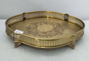 ถาดเสิร์ฟพร้อมขอบเชือกสำหรับตกแต่งถาดเสิร์ฟเคลือบทอง - Product Image 3