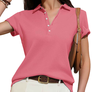 เสื้อโปโลแขนสั้นสำหรับผู้หญิงเสื้อโปโลสีทึบออกแบบโลโก้ได้ตามที่ต้องการ - Product Image 6