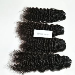 Machine à aligner les cuticules Double trame Remy Cheveux humains naturels bouclés indiens vierges Styles de vague lâche Extensions de faisceaux non traités - Product Image 1