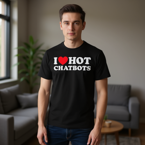 Camiseta I Love Hot Chatbots Negra Unisex para Adulto, Cuello Redondo, Manga Corta, Impresión Serigráfica, Promocional - Product Image 3