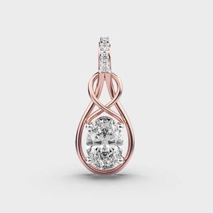 Pendentif élégant pour femme, ethnique, avec 3 pierres, diamant ovale radiant de laboratoire, plaqué or jaune, blanc, rose 14 carats, rhodié, certifié IGI - Product Image 6
