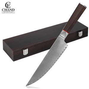 Couteaux Damas faits main de qualité supérieure - Couteau de camping écologique avec manche en bois, personnalisable DIY et OEM - Product Image 1