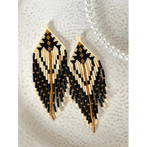 Festival Vibes Handwoven Glass Seed Bead Earrings Long Tassel Bohemian Style Jewelry for Women - Product Image 2