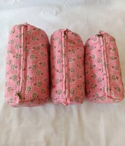 Medium Eco-Friendly Floral Pouch Cotton Cosmetic <b>Bag</b> <b>Waterproof</b> Wash <b>Bag</b> Zipper Hand Block Print Makeup Pouch Gifts for Her - Product Image 2