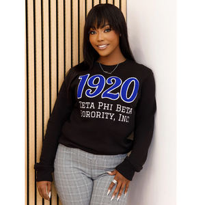 Sweat-shirt bleu Zeta Phi Beta avec lettres en coton doux et en chenille pour les membres de la sororité Vêtements grecs unisexes élégants - Product Image 3