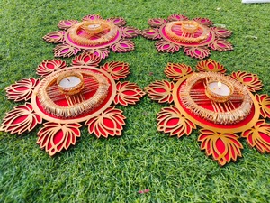 เสื่อ rangoli ของอินเดียชุดที่วางของแสง T-Light จากร้าน Lotus 5ชิ้นตกแต่งบ้านคริสต์มาส - Product Image 2