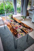 USER HANDCRAFT TABLE RONDE EN RÉSINE ÉPOXY POUR SALLE À MANGER Meubles Table de rivière en bois et résine pour la maison et le bureau