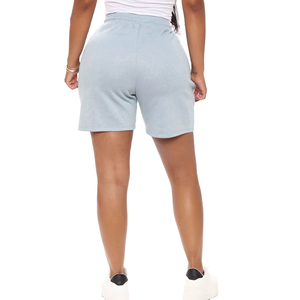 Pantalones cortos deportivos informales con cintura elástica para mujer, tela de algodón transpirable, ropa de invierno, patrón caliente teñido liso - Product Image 2