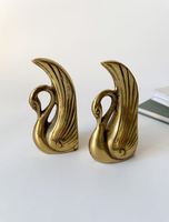 Porte-livres en forme de cygne en laiton moderne, artisanat métallique décoratif, finition polie, lot de 2 pour bibliothèque et décoration intérieure