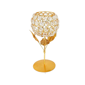 <b>Crystal</b> Beaded Golden <b>Stand</b> in Brass Top in Bowl Design with Leave in Gold Finishing Fashionable Trending Design - Product Image 1