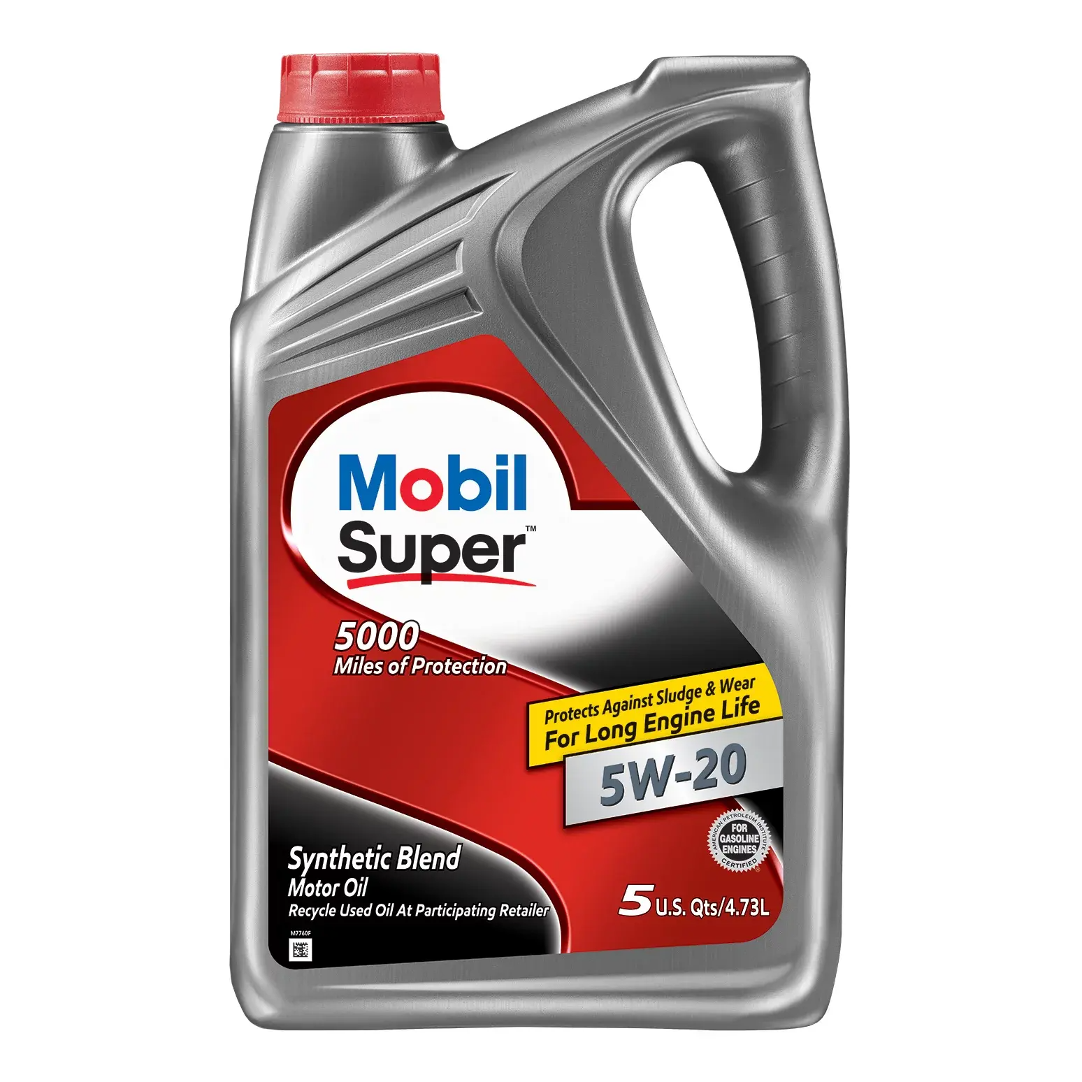 MOBIL SUPER 5000, olio motore in miscela sintetica 5W-20-5 quarti (confezione da 3)