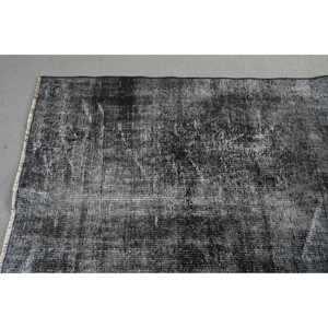 Vintage Turkish Rug 3,5x7,<b>9</b> ft (106x240 cm), Black Gray Plants & trees Rug - Product Image 4