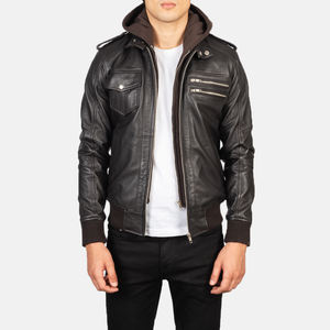 Chaqueta de cuero de bombardero multicolor para hombre, estilo de calle con cuello levantado, chaqueta de motocicleta más vendida - Product Image 2