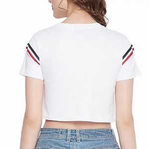 Vente en gros de t-shirt moulant sexy de haute qualité pour bébé sérigraphie pour fille t-shirt court pour femmes avec logo personnalisé - Product Image 3