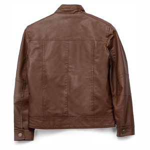 New 2025 Hot Selling OEM Customized Outdoor Vintage Waterproof Men's Leather Jacket Stand Front Windproof Thick <b>Winter</b> Design - Product Image 5