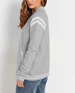 Chaqueta Universitaria de Felpa 100% Algodón para Mujer, Nueva Llegada 2025, Logotipo Personalizado Impreso en DTF, Chaqueta Universitaria para Mujer de 500 g/m² - Product Image 5