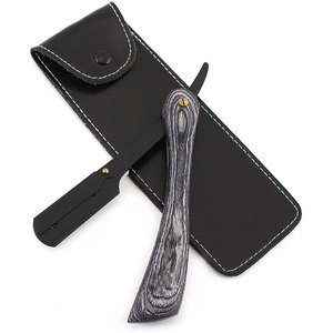 Afeitadora recta negra personalizada de alta calidad para hombres Afeitado de garganta de seguridad desechable con mango de madera para expertos en afeitado de barberos - Product Image 4