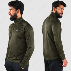 Blaze Fight Wear Custom Men's 1/4 Zip Active Compression Gym T Shirt Slim Fit manga larga ropa deportiva camisetas para hombres - Product Image 1