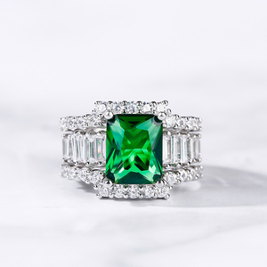 Jeulia 3-Piece Emerald Cut <b>Sterling</b> <b>Silver</b> Wedding Ring <b>Set</b> - Product Image 4