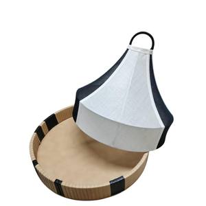 Pantalla de Lámpara Cuadrada de Tela Tejida Moderna con Mango Negro y Juego de Bandeja de Servicio de Ratán, Decoración del Hogar, Accesorios de Chocolate en Oferta - Product Image 2