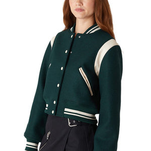 Ventes en gros de vestes universitaires pour femmes avec design personnalisé Vestes bomber pour femmes Patchs brodés Streetwear & Style universitaire 2026 - Product Image 3