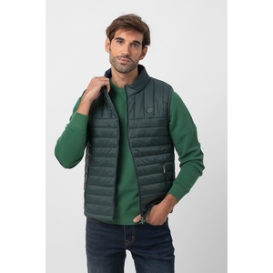 Chaleco acolchado de nailon de corte regular para hombre con bolsillos con cremallera de dos tonos, Verde - Product Image 2