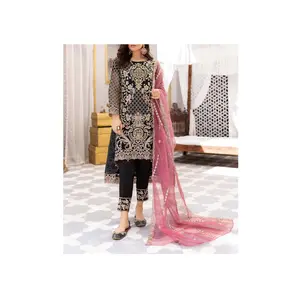 最新2022精品型Salwar Kameez女士高品质最新巴基斯坦风格女士刺绣连衣裙