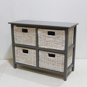 Comehome Top Trending Gabinete de madera con cestas de jacinto de agua Organizador de almacenamiento hecho a mano y caja decorativa - Product Image 1