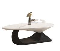 Table basse ronde en bois massif et plateau en roche, style moderne, idéale pour petit appartement