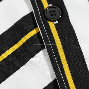 Conjunto de Pantalones Cortos a Rayas Personalizados para Hombre - Rayas Verticales Negras, Blancas y Amarillas, Conjunto de Verano de 2 Piezas - Product Image 4