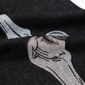 กางเกงยีนส์ผู้ชายผ้าฝ้ายขาดเป็น100% สำหรับผู้ชายกางเกงยีนส์ทรงหลวมโอเวอร์ไซส์ออกแบบได้ตามต้องการ - Product Image 4