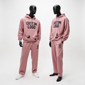 Personalizado en blanco Zip Up Hoodie Joggers Baggy Fleece algodón Pantalones de chándal y Sudadera con capucha Conjunto 450gsm Bordado Logo Chándales para los hombres - Product Image 6
