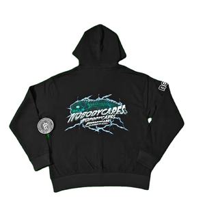 Sweat à capuche zippé décontracté d'hiver imprimé par broderie DTF personnalisée, 100% coton, respirant, polaire doux de qualité supérieure, couleur pleine, sans fissures - Product Image 1