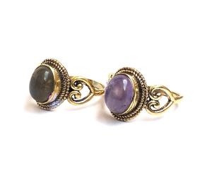 Labradorite naturelle pierre précieuse laiton couleur or bague bijoux ethniques anneaux de mariage pour les femmes cadeau véritable améthyste bague - Product Image 3