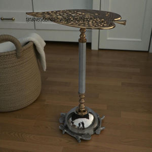 Table d'appoint polie moderne de luxe en forme de feuille de métal Table décorative unique pour salon chambre bureau Antique traditionnel - Product Image 6