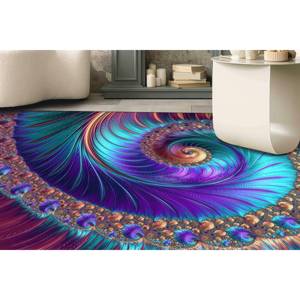 Abstract Fractal Spiral <b>Rug</b>: Modern Colorful Area <b>Rug</b>,<b>Chenille</b> <b>Rug</b> - Product Image 1