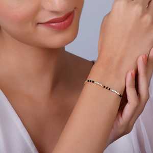 Premium Skyla Gold Diamond Mangalsutra pulsera elegante diamante brazalete diseñador joyería hecha a mano para mujeres bodas y festivas - Product Image 2