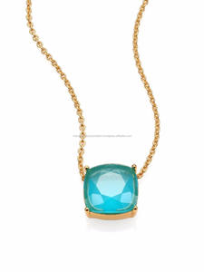 Joyería de los hombres de aspecto agradable 925 Plata chapado en oro bisel conjunto collar con forma de luna Citrin gema y cadena de eslabones - Product Image 5