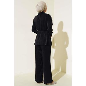 Ensemble 2 pièces brillant à moitié boutonné noir - Product Image 3